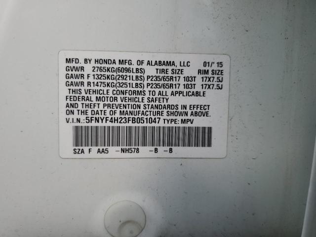 2015 HONDA PILOT LX 5FNYF4H23FB051047