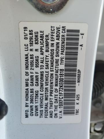 2019 HONDA CIVIC EXL - 19XFC1F72KE001818