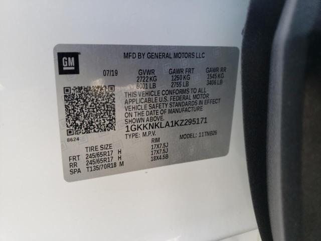 1GKKNKLA1KZ295171 GMC ACADIA SLE