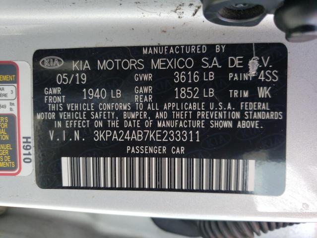 3KPA24AB7KE233311 KIA RIO S