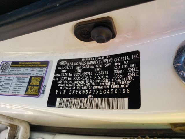 5XYKWDA7XEG450198 KIA SORENTO SX