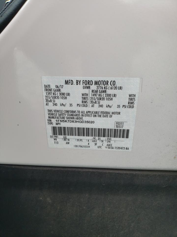 1FM5K7D83HGD35020 FORD EXPLORER 2017