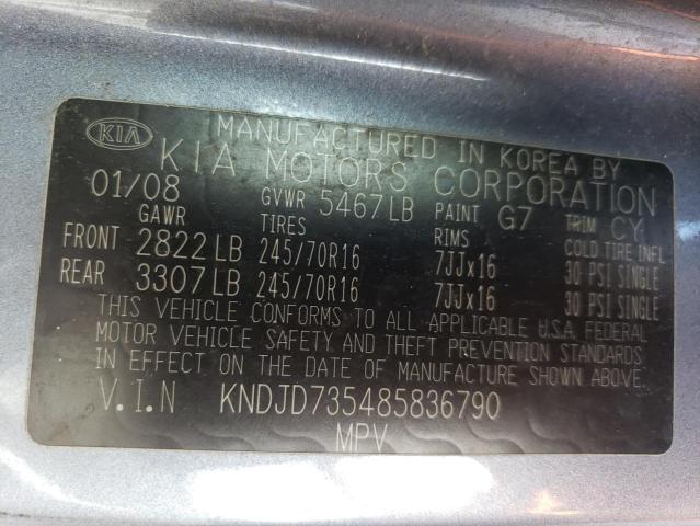 VIN: KNDJD735485836790 Auction: COPART Lot: 52555713 Location: CO - DENVER SOUTH KNDJD735485836790 KIA SORENTO 2008 GRAY Photo 13