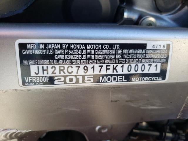 2015 HONDA VFR800 F JH2RC7917FK100071