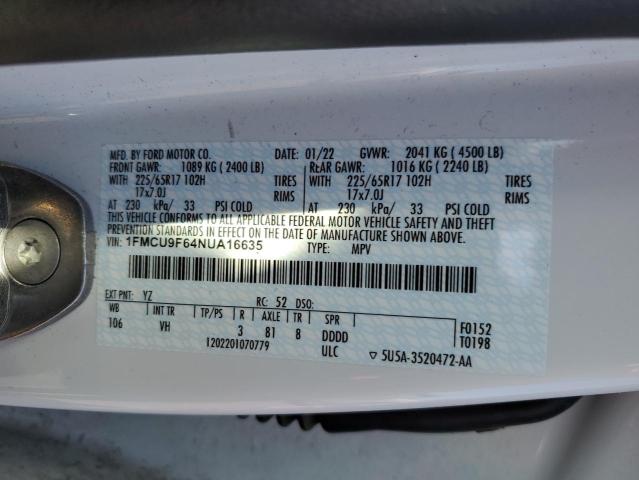 1FMCU9F64NUA16635 2022 FORD ESCAPE, photo no. 13