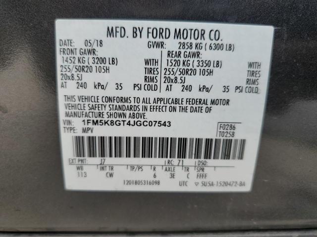 1FM5K8GT4JGC07543 Ford EXPLORER SPORT