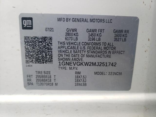 2021 CHEVROLET TRAVERSE L - 1GNEVGKW2MJ251742
