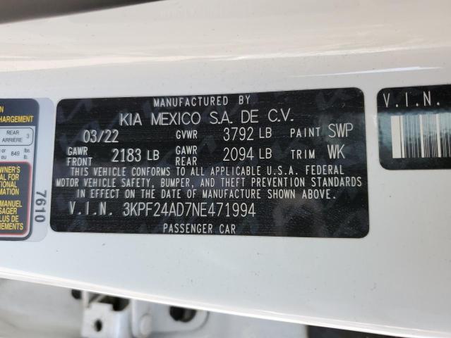 3KPF24AD7NE471994 KIA FORTE FE