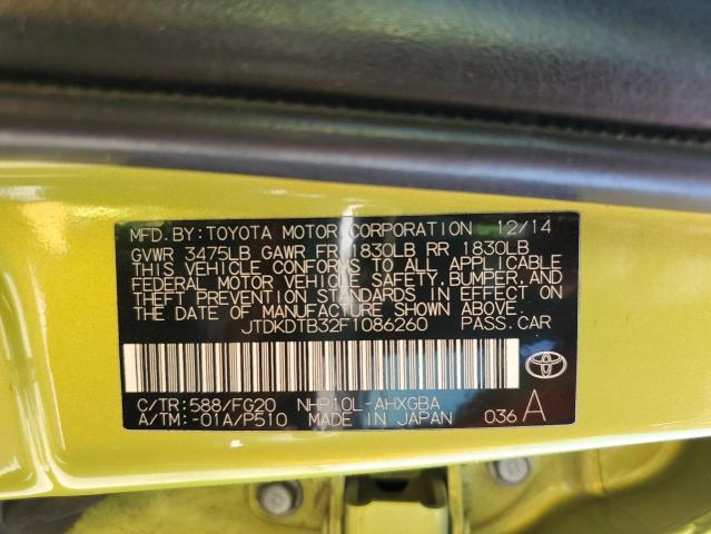 JTDKDTB32F1086260 Toyota PRIUS C