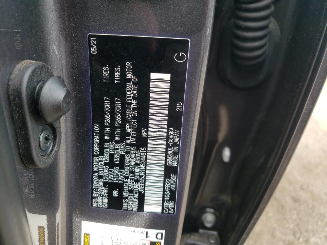 JTEEU5JR1M5244815 TOYOTA 4RUNNER 2021