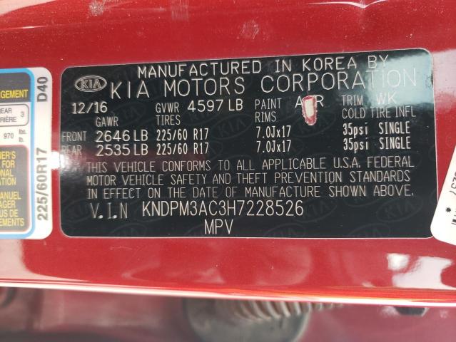 KNDPM3AC3H7228526 KIA Sportage Lx