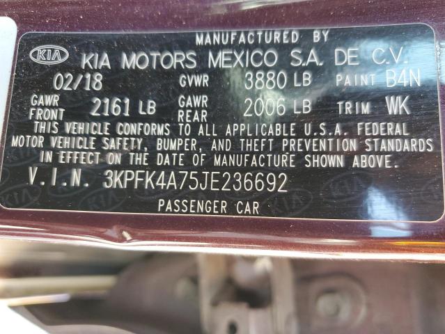 3KPFK4A75JE236692 KIA FORTE LX