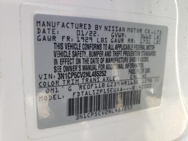 3N1CP5CV2NL485252 Nissan KICKS SV