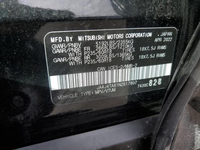 JA4J4TA81NZ617807 | 2022 MITSUBISHI OUTLANDER