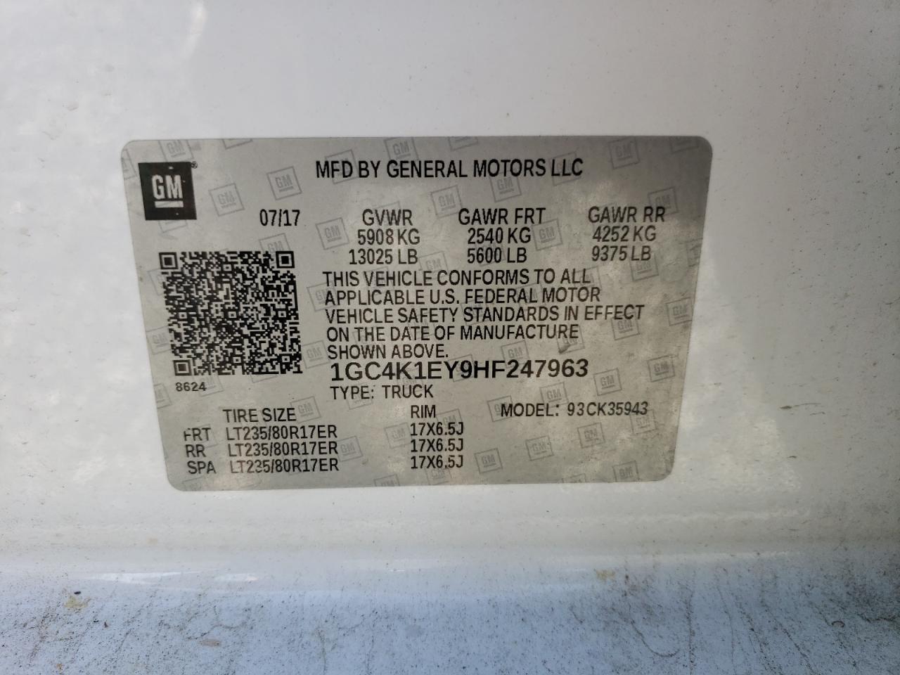 1GC4K1EY9HF247963 CHEVROLET ALL Models 2017