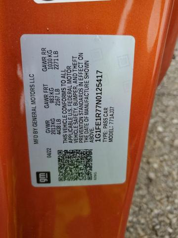 2022 CHEVROLET CAMARO LT1 1G1FE1R77N0125417