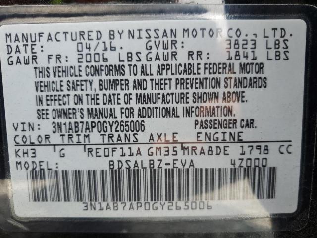 3N1AB7AP0GY265006 Nissan SENTRA S