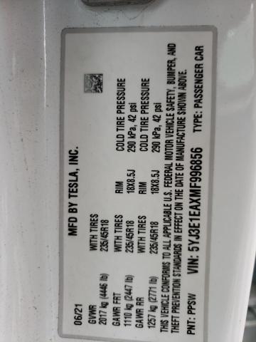 5YJ3E1EAXMF996856 Tesla MODEL 3