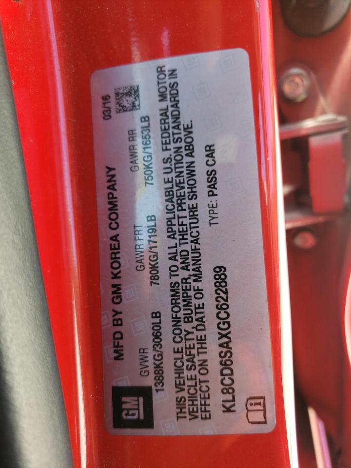 KL8CD6SAXGC622889 CHEVROLET SPARK 2016