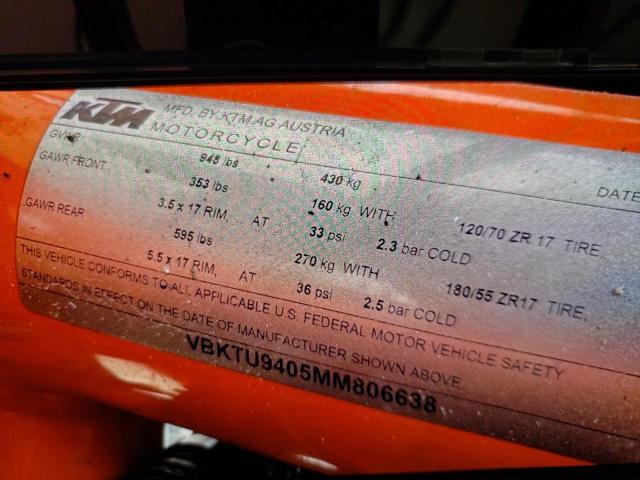 2021 KTM 890 ADVENT VBKTU9405MM806638