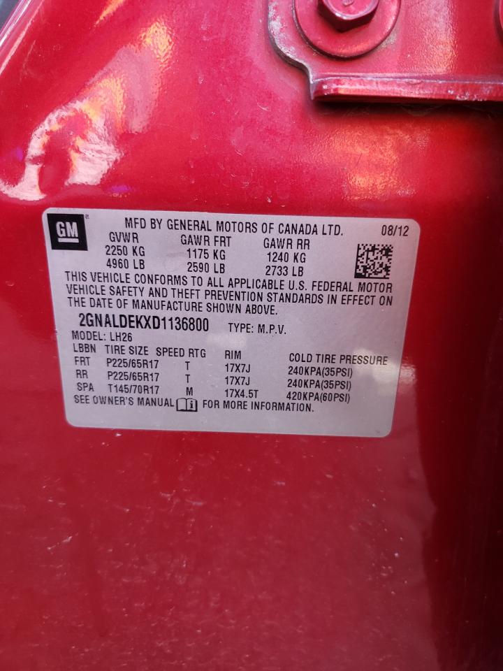 2GNALDEKXD1136800 2013 Chevrolet Equinox Lt