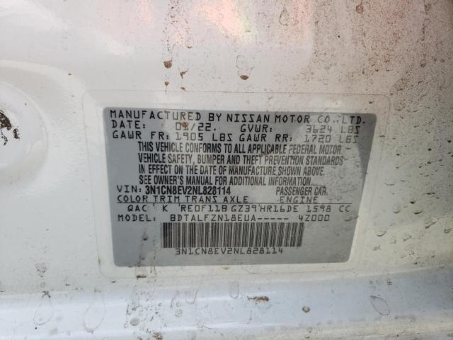 3N1CN8EV2NL828114 Nissan VERSA SV