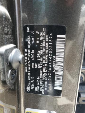 2012 Kia Optima Lx VIN: 5XXGM4A74CG051574 Lot: 61009743