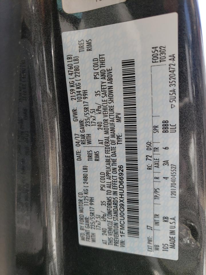 1FMCU0G9XHUD66926 FORD ESCAPE 2017