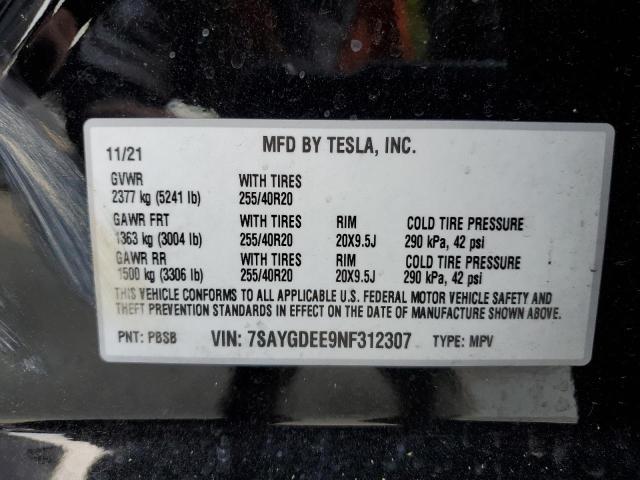 7SAYGDEE9NF312307 Tesla Model Y