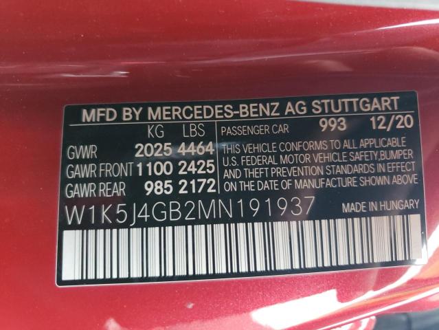 W1K5J4GB2MN191937 Mercedes-Benz CLA 250