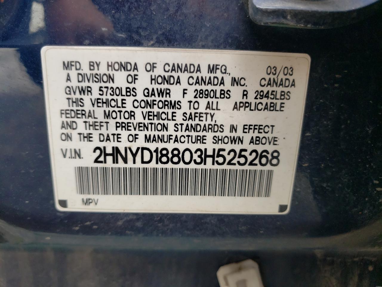 2HNYD18803H525268 2003 Acura Mdx Touring