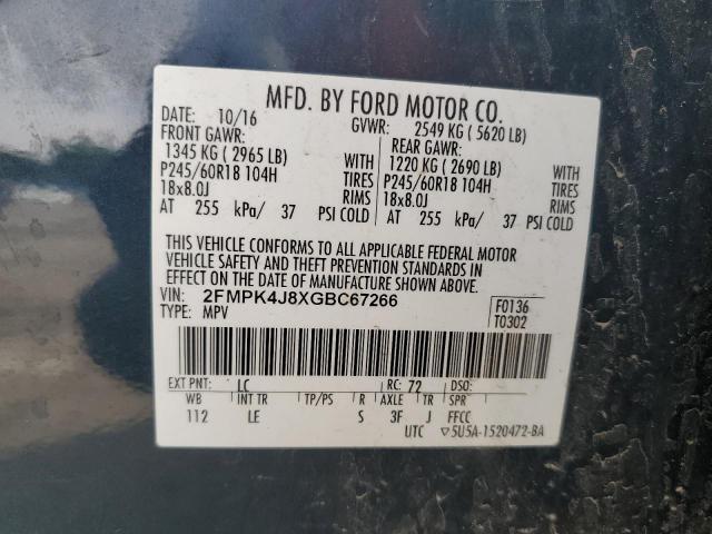 2FMPK4J8XGBC67266 Ford EDGE SEL