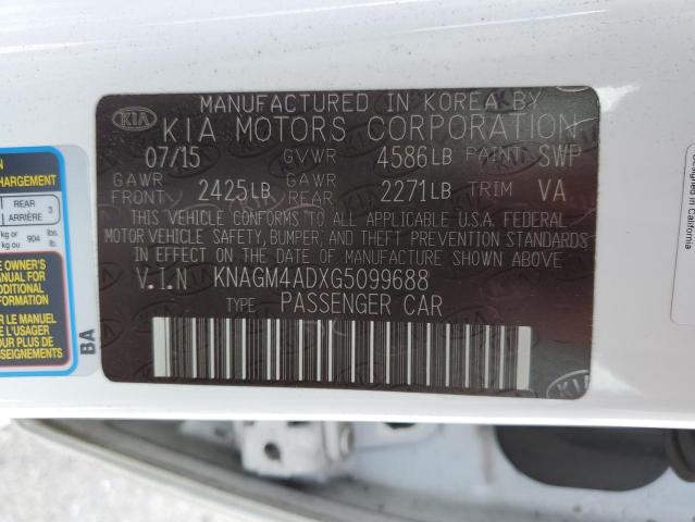 KNAGM4ADXG5099688 KIA OPTIMA HYBRID