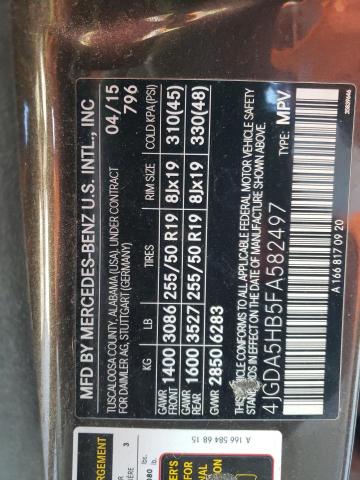 4JGDA5HB5FA582497 Mercedes-Benz Ml 350 4matic
