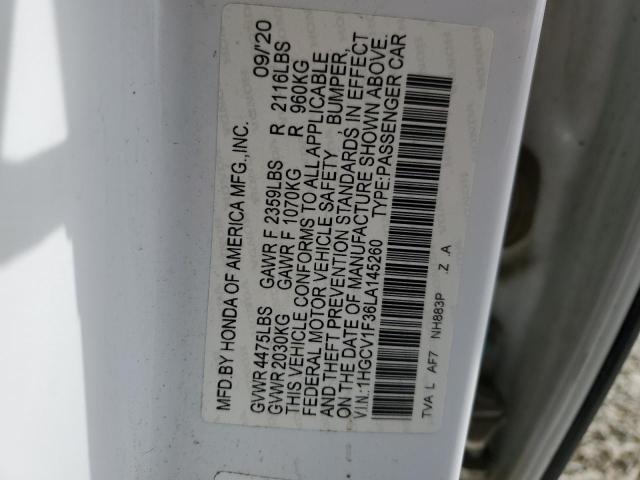 Honda Accord Sport 2020 1HGCV1F36LA145260 Image 12