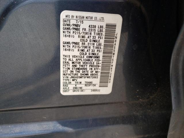 JN8AS5MT5FW672663 Nissan Rogue Select S