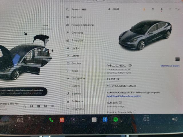 5YJ3E1EB3KF450731 Tesla MODEL 3