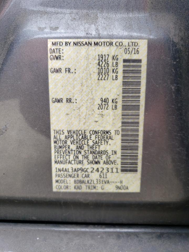 1N4AL3AP9GC242311 NISSAN ALTIMA 2016