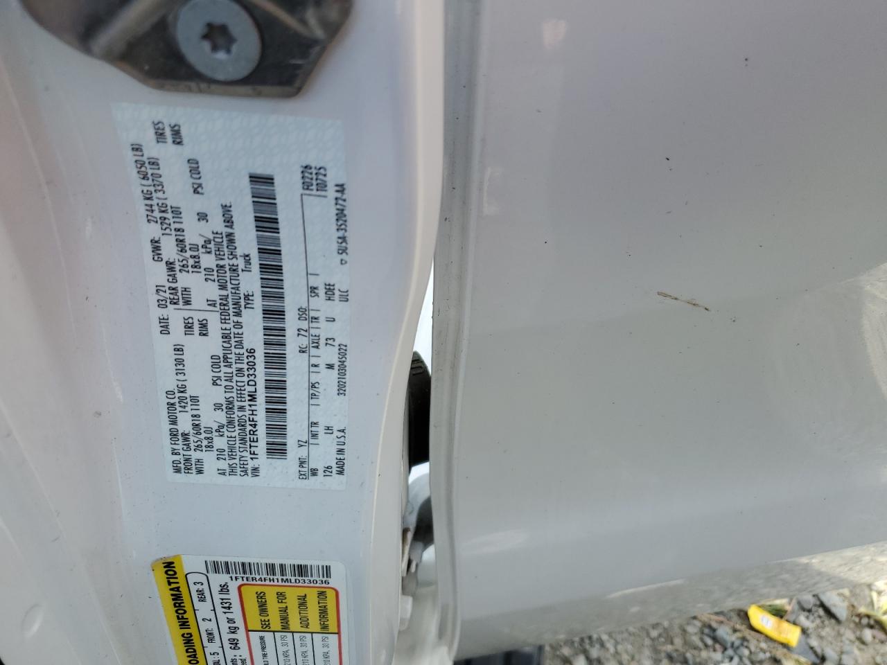 1FTER4FH1MLD33036 FORD RANGER 2021