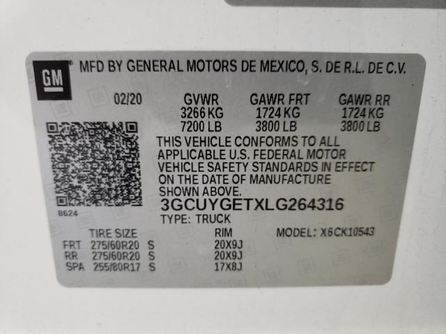 3GCUYGETXLG264316 Chevrolet All Models SILVERADO 10