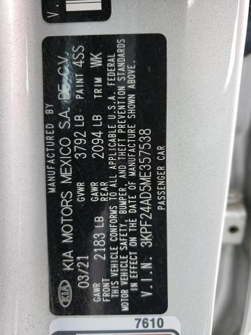 3KPF24AD5ME357538 KIA FORTE FE