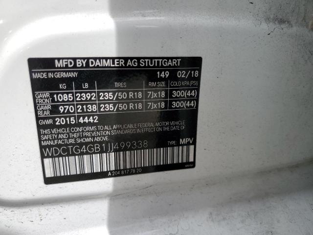 WDCTG4GB1JJ499338 Mercedes-Benz Gla 250 4matic