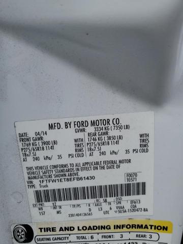 1FTFW1ET8EFB61430 Ford F150 Supercrew