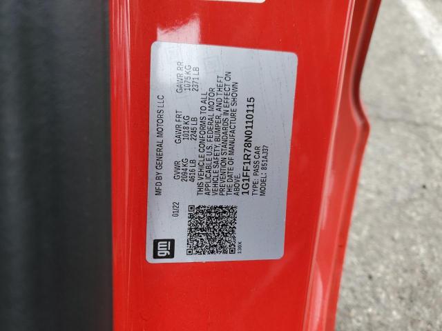 2022 CHEVROLET CAMARO LT1 1G1FF1R78N0110115