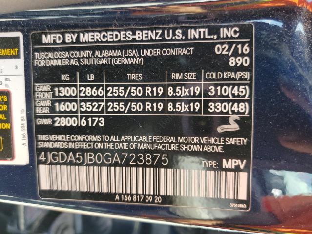 4JGDA5JB0GA723875 Mercedes-Benz GLE 350