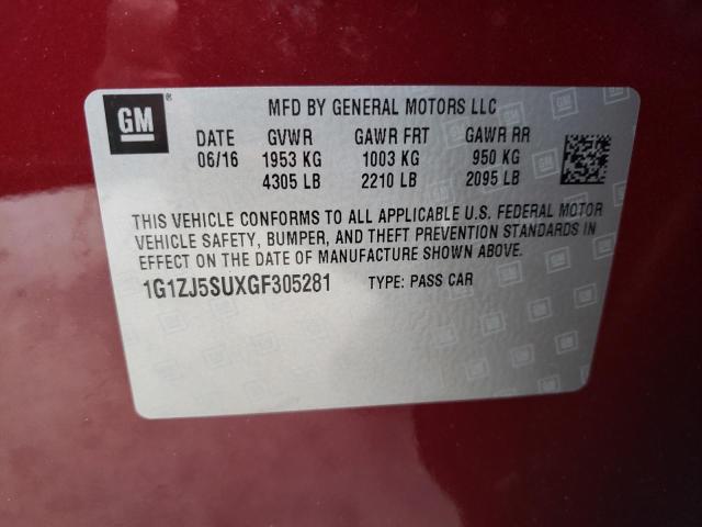 2016 CHEVROLET MALIBU HYB - 1G1ZJ5SUXGF305281