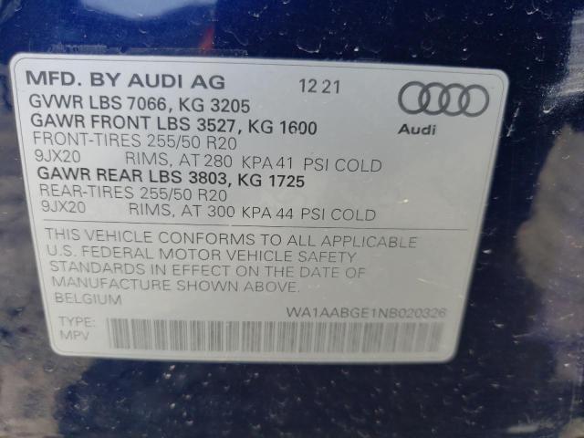 2022 AUDI E-TRON PRE - WA1AABGE1NB020326