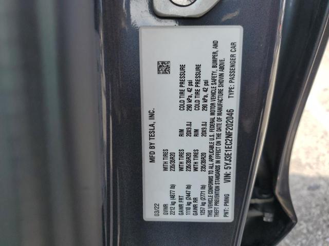 5YJ3E1EC2NF202046 Tesla MODEL 3