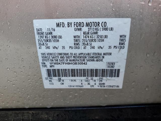 1FM5K7FH9HGB30542 Ford Explorer Limited