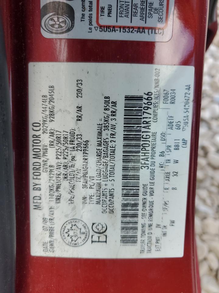 3FAHP0JG1AR179666 2010 Ford Fusion Sel